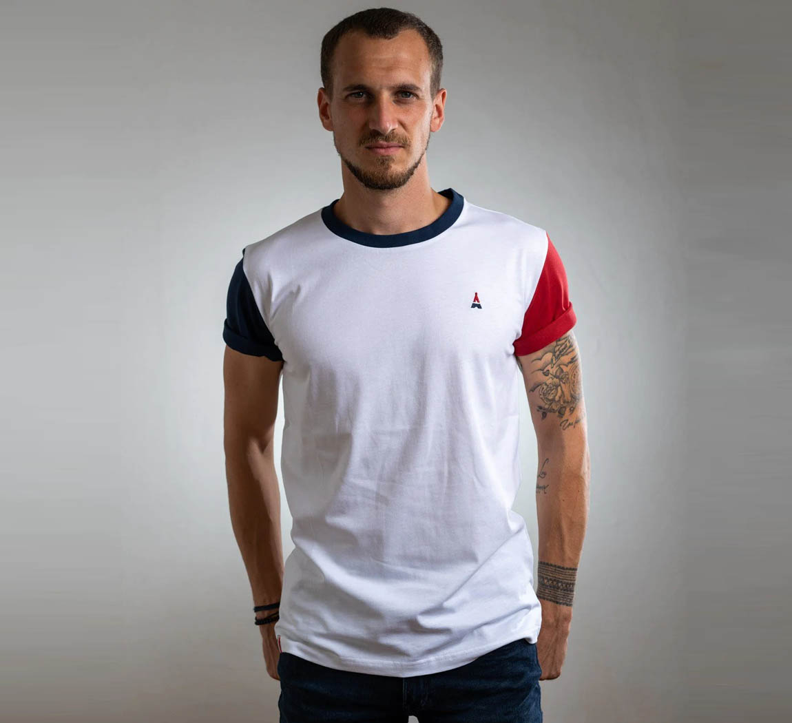 tshirt coton bio blanc homme maisonft tricolore  T shirt Tricolore 